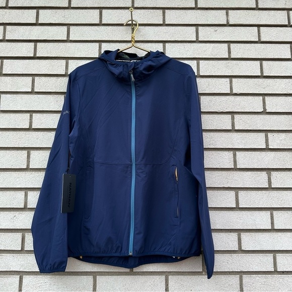 Nathan Tour Hooded Waterproof Jacket Peacoat Navy Blue Medium NWT - Picture 3 of 15